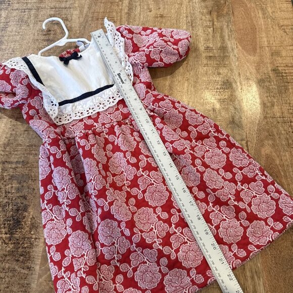 Janie and Jack Bradbury Red Rose Jacquard Eyelet Ruffle Dress Girls Size 5 - Picture 8 of 11